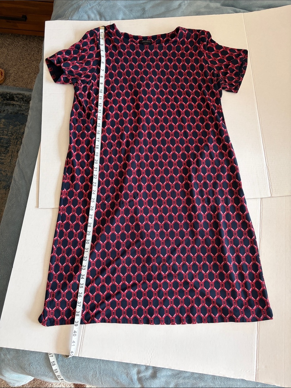 J. Jill Navy and Pink and red Geometric Midi Dress